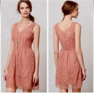 Baraschi Lace layered Sleeveless Fit & Flare Dress — Dusty Rose